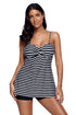 Sexy Black White Striped Tankini and Short Set